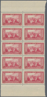 Monaco: 1937, Monaco Castle 1.75fr. Carmine Block Of Ten With Upper And Lower Margins, MNH, Mi. € 50 - Ongebruikt