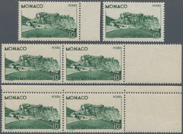 Monaco: 1939, Louis II. Stadium 10fr. Dark Green Six Stamps Incl. Two Singles And Two Horiz. Pairs W - Nuovi