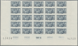 Monaco: 1951, Visiting Card Stamps Complete Set Of Five In IMPERFORATE Blocks Of 25 From Lower Margi - Ongebruikt