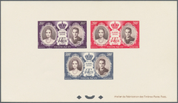 Monaco: 1956, Royal Wedding, 100fr., 200fr. And 500fr. Airmails, Epreuve Collective. Maury PA63/65, - Neufs