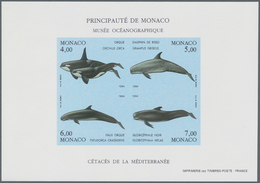 Monaco: 1992/1994, Whales And Dolphins Set Of Three Different IMPERFORATE Miniature Sheets, Mint Nev - Unused Stamps