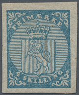 Norwegen: 1855, Coat Of Arms 4 Sk. Blue, Fresh Colour And Large Margins All Around, Unused With Orig - Andere & Zonder Classificatie