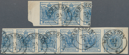 Österreich: 1850, 9 Kr. Blau HP Type IIIb Ursprünglich Als Waagrechter Achterstreifen Aber Leider Du - Andere & Zonder Classificatie