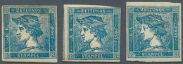 Österreich: 1851, (0,6 Kr) "Blauer Merkur" In Type I, II Und IIa, Jeweils Ungebraucht Mit Originalgu - Andere & Zonder Classificatie
