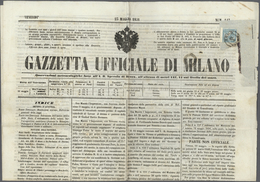 Österreich: 1851, (0,6 Kr/3 C) Hellgrünlichblau "Blauer Merkur" Auf Geripptem Papier, Oben Links Win - Autres & Non Classés