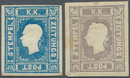 Österreich: 1858/1859, (1,05 Kr) Blau U. (1,05 Kr) Graulila Zeitungsmarken, Allseits Gerandet, Jewei - Autres & Non Classés