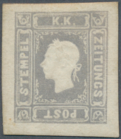 Österreich: 1858 - 1859, Zeitungsmarke Grauviolett, Die Marke Hat Etwas Matten Original-Gummi, Mit K - Andere & Zonder Classificatie