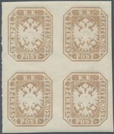 Österreich: 1863, (1,05 Kr) Graubraun Zeitungsmarke, Postfrischer Viererblock In Farbfrischer Tadell - Altri & Non Classificati