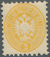 Österreich: 1864, Freimarke Doppeladler 2 Kreuzer Gelb, Weit Gezähnt, Vollzähniges, Postfrisches Erl - Other & Unclassified