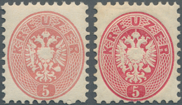 Österreich: 1863, Freimarken Doppeladler 5 Kr (blass)rosa Und 5 Kr. Dunkelkarminrosa, Weite Zähnung, - Andere & Zonder Classificatie