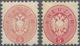 Österreich: 1863, Freimarken Doppeladler 5 Kr (blass)rosa Und 5 Kr. Dunkelkarminrosa, Weite Zähnung, - Autres & Non Classés