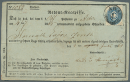 Österreich: 1864, 10 Kreuzer Blau Auf "Retour-Recepisse." Klar Und Zentrisch Entwertet "ADA" (K1) 18 - Andere & Zonder Classificatie