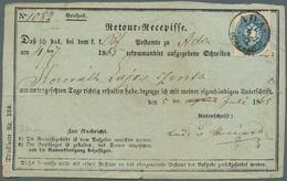 Österreich: 1864, 10 Kreuzer Blau Auf "Retour-Recepisse." Klar Und Zentrisch Entwertet "ADA" (K1) 18 - Other & Unclassified