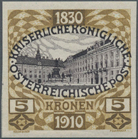 Österreich: 1910, "80. Geburtstag Franz Joseph" 5 Kronen Olivbraun /schwarzviolett UNGEZÄHNT In Einw - Other & Unclassified