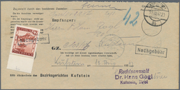 Österreich: 1947, Rückschein Eines Gerichtsbriefes Aus Kufstein Vom 11.8.47. Nachgebühr War 12 Gr. O - Altri & Non Classificati