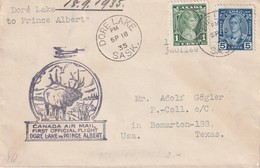 CANADA 1935 LETTRE 1ER VOL DORE LAKE- PRINCE ALBERT - Lettres & Documents