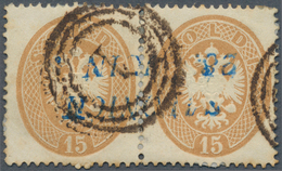 Österreichische Post In Der Levante: 1863, Lomb.-Venetien Vorläufer: 15 So Braun, Gez.14, Waagerecht - Eastern Austria