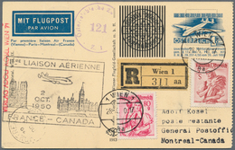 Österreich - Flugpost: 1950, Erstflug Wien-PARIS-MONTREAL(Kanada), 1 S Blau Flugpost-Wertstempel, Ko - Autres & Non Classés