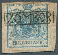 Österreich - Stempel: 1850, "ZOMBOR" Ra1 Klar Auf 9 Kreuzer Briefstück (oben Gekürzt), Selten! (Mü 3 - Machines à Affranchir (EMA)