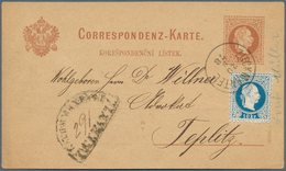 Österreich - Stempel: 1878, Ganzsachen-Karte 2 Kr. Braun (links Oben Eckbug) Mit Zusatzfrankatur 10 - Frankeermachines (EMA)