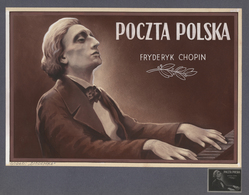 Polen: 1946: Project Of An Unissued Stamp "Frederyk Chopin". Hand Painted In Gouache Technic On Cart - Autres & Non Classés