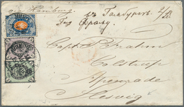 Russland: 1872, 3 K., 5 K., 20 K. Tied "NIKOLAYEVSK 14 NVR 1872" To Small Cover Via Moscow And Hambu - Oblitérés