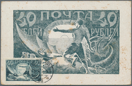 Russland: 1921, Very Rare Maximumcard Pre-runner (some Stainings) 40 R. Grey Blue (new Russian Trium - Gebruikt