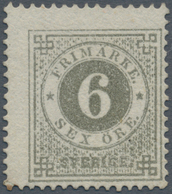 Schweden: 1872 6øre Olive-grey, Unused Without Gum, Decentered To Lower Right, Fresh Colour, Bottom - Unused Stamps