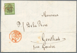 Schweiz - Genf: 1846 "Großer Adler" 5 C. Schwarz/gelbgrün, Gebraucht Auf Faltbrief 1848 Von Genf Nac - 1843-1852 Poste Federali E Cantonali