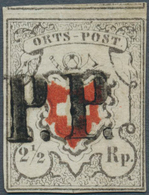 Schweiz: 1850, Orts-Post 2 1/2 Rp. Schwarz/orangerot In Type II Ohne Kreuzeinfassung, Attest Renggli - Andere & Zonder Classificatie