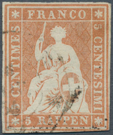 Schweiz: 1854, 5 R. Sitzende Helvetia Im Münchner Druck (Zu. 22Aa) Attest Rellstab BPP "Echt. Sauber - Andere & Zonder Classificatie