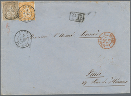 Schweiz: 1864. Sitzende Helvetia, 20 Rp Orange  Und 1 Fr Gold (kl. Mgl.), übergehend Entwertet CHUR - Altri & Non Classificati