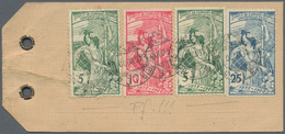 Schweiz: 1900, UPU 5 C. (2), 10 C. (mit Plattenfehler), 25 C. Ab "VERRIERES 16.VIII.00" Rückseitig A - Other & Unclassified