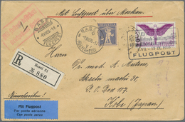 Schweiz: 1926, 1 Fr Violett "Ikarus" U. 5 C Violettgrau Tellknabe, MiF Auf R-Brief Mit Fünfzeiligem - Andere & Zonder Classificatie