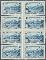 Schweiz: 1928-31 'Gebirgslandschaften' 5 Fr. Blau Im Postfrischen 8er-Block, Mit Den üblichen, Leich - Andere & Zonder Classificatie