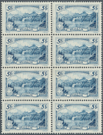 Schweiz: 1928-31 'Gebirgslandschaften' 5 Fr. Blau Im Postfrischen 8er-Block, Mit Den üblichen, Leich - Other & Unclassified