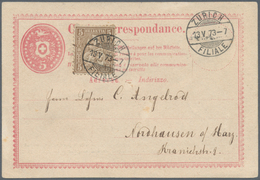 Schweiz - Ganzsachen: 1870 Tübli-Ganzsachenkarte 5 Rp. Mit Rückseitigem Privatzudruck "Schweizerisch - Interi Postali