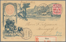 Schweiz - Ganzsachen: 1893: Drei Exemplare Der Halboffiziellen Gelegenheitsganzsachenkarte "50 Jahre - Interi Postali
