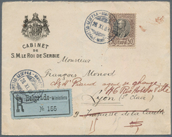 Serbien: 1905, 50 Para Dark-brown And Black, Single Franking On Registered Preprinted Cover "CABINET - Servië