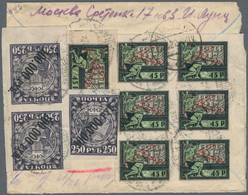Sowjetunion: 1922, December, 45r. Black/green Airmail Stamp, Block Of Six And Single Stamp, In Combi - Usati