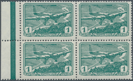 Sowjetunion: 1938, Aviation In The USSR, 1rbl. Bluish Green, MARGINAL BLOCK OF FOUR, Unmounted Mint. - Usati