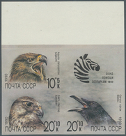 Sowjetunion: 1990 Animals As IMPERFORATED Top Marginal Se-tenant Block Of Four, Mint Never Hinged, F - Used Stamps