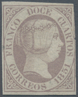 Spanien: 1851, 12cs. Lilac, Touched At Right (also Tiny Nick) Otherwise Full Margins, Unused No Gum, - Used Stamps