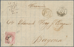 Spanien: 1870, 12 Cuartos Rose Carmine, Error Of Colour, Tied "rombo De Puntos" To Entire Folded Let - Used Stamps