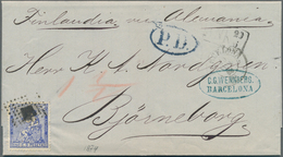 Spanien: 1874, 50 C. Blue Tied Diamond Rombe To Entire Folded Letter With "BARCELONA 10 JUN 74" Alon - Used Stamps