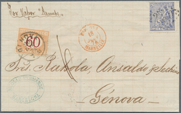 Spanien: 1874, 50 C Ultramarine, Single Franking On Folded Letter Cover From Barcelona With Manuscri - Usati