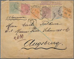 Spanien: 1879, 5 C., 10 C., 15 C. (2), 25 C., 30 C. Tied Four Strikes Boxed "CERTIFICADO MADRID SI 9 - Gebruikt