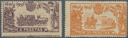 Spanien: 1905, Don Quijote 4pta. Violet And 10pta. Orange With Blue Control Numbers On Reverse, Mint - Gebruikt