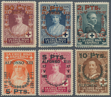 Spanien: 1927, 25 Years Coronation Of King Alonso XIII Complete Surcharged Set Of 15, Mint Never Hin - Usati