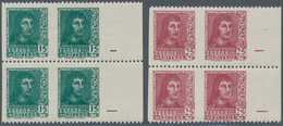 Spanien: 1938, Ferdinand II. 15c. Dark Green (‚Lit. Fournier Vitoria‘) And 25c. Brownish Carmine Blo - Gebruikt